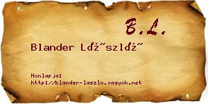 Blander László névjegykártya